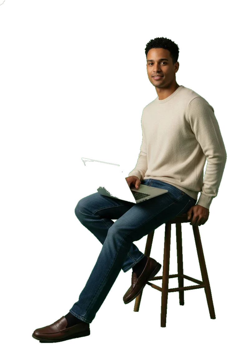 A founder sitting back with a closed laptop