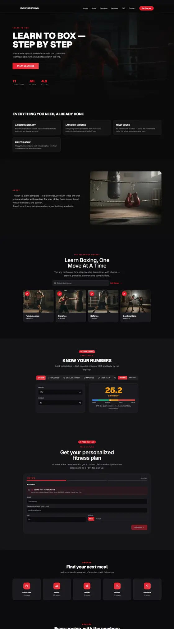 The Boxing site, full page