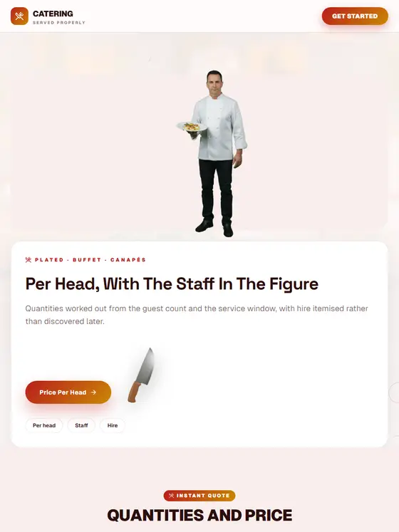 The Catering site, full page