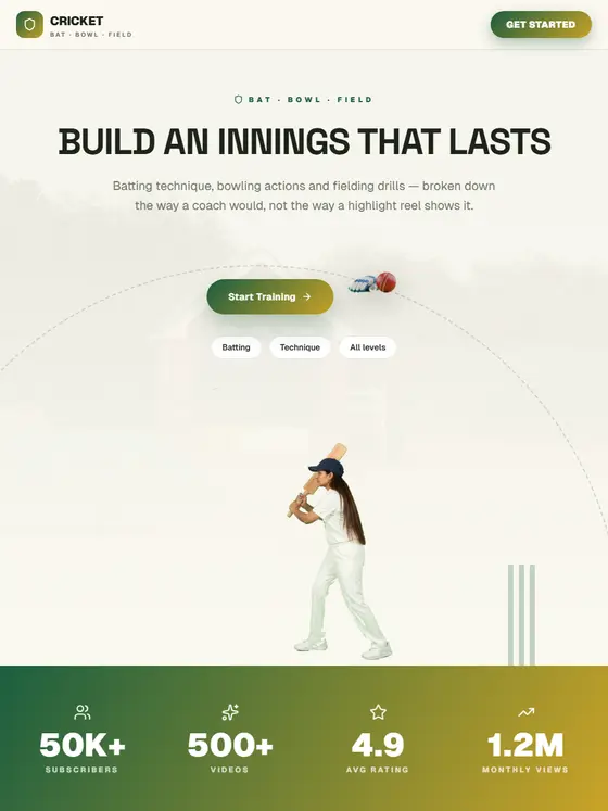 The Cricket site, full page