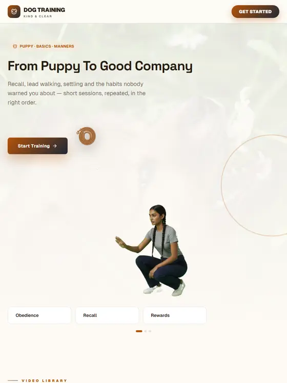 The Dog Training site, full page
