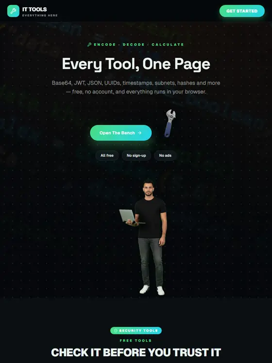 The IT Tools site, full page